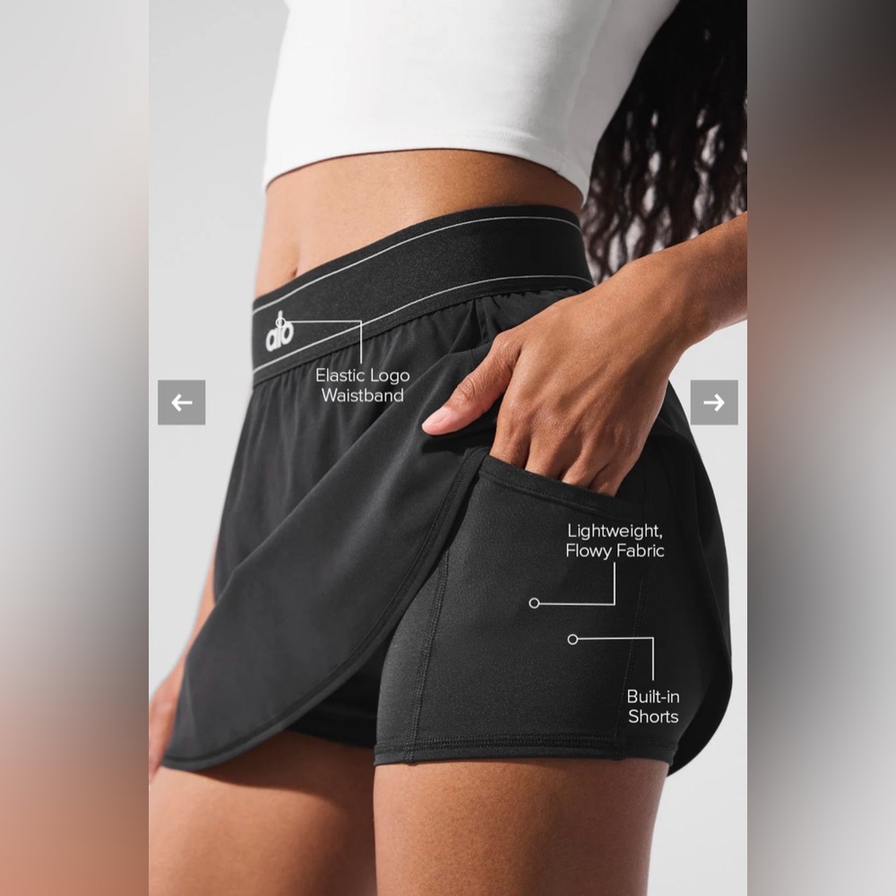 NWT ALO Yoga Black Match Point Tennis Skirt, XS - Picture 5 of 8